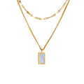 BM Fashion Tarnish Free Waterproof Jewelry Shell Pendant 18k Gold Stainless Steel Double Chains Layered Necklaces for Women
