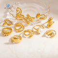 SUMMLY Personalized Non-Tarnish 18K Gold Plated Stainless Steel Adjustable Open Rings Fashion Jewelry Manufacturer