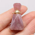 Hongzhuo Various Healing Crystal Oil Bottle Precious Stone Essential Diffuser Madagascar Rose Quartz Perfume Pendant Necklace