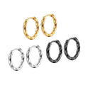 Risingmoon Simple Stainless Steel Earrings Silver Black PVD 18K Gold Plated Round Hoop Earrings for Women Jewelry