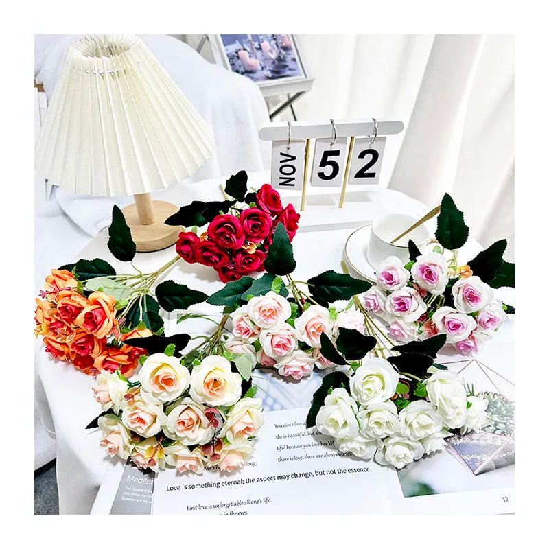 Sea Flowers New 10-Head Eucalyptus Rose Artificial Bouquet Versatile Cost-Effective Home Party Decoration Realistic Mother's Day