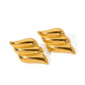 J&D Designer Design Classic Texture Earrings Stud 18K PVD Gold Plated Stainless Steel Daily Wing Earring for Women