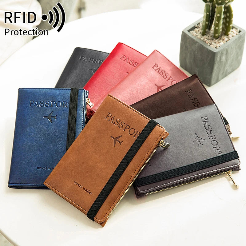 Pofeis 2026 Multifunctional Travel PU Leather Passport Cover Card Holder Passport Wallet for Men and Women Rfid Passport Holders