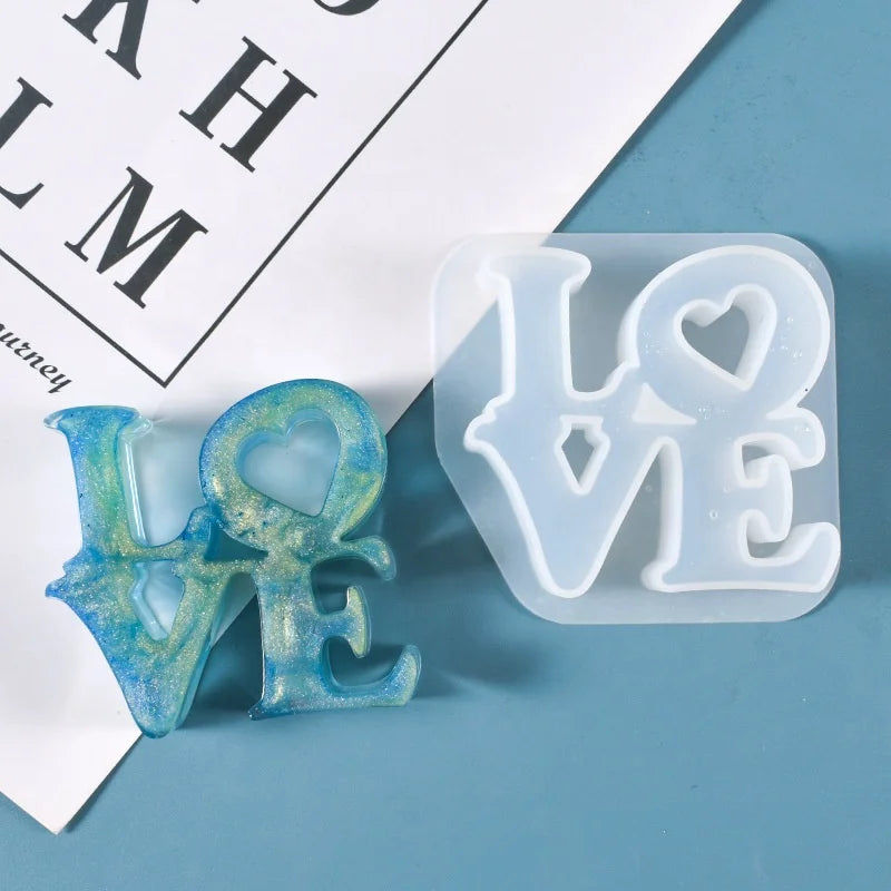 B-5559 LOVE Pendant Crystal Glue silicone Mold handmade Valentine's Day gift Irregular shape LOVE letter Epoxy Resin mould