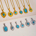 2025 New Stylish Wholesale 18k Gold Plating Turquoise Series Pendant Stainless Steel Heart Round Oval Shaped Charms for Women