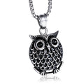 Vintage Crystal Owl Christmas Animal Pendant Long Free Chain Sweater Jewelry Stainless Steel Own Necklace for Men Women
