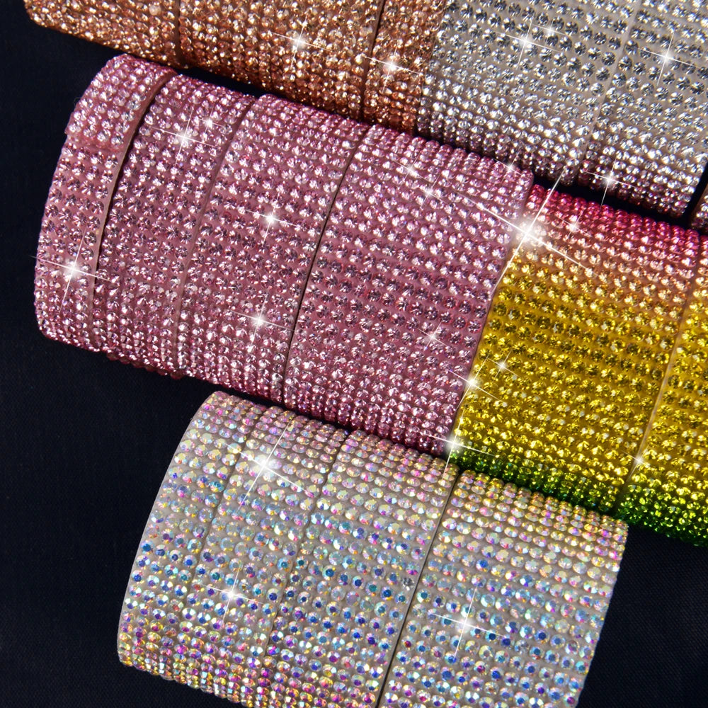 Crystal Diamond Sticker Creative Personality Rhinestone Strip Sheet Self Adhesive Ribbon Diy Handmade Car Phone Decorate