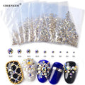 GREENKEM 1440pc/bag Super Glitter Rhinestones Crystal Clear Non HotFix FlatBack Glass Shiny Nail Drill AB Rhinestone Nails