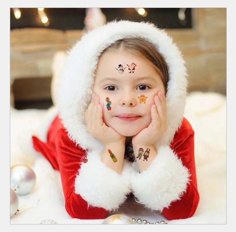 Temporary Tattoo Sticker Christmas Decoration Supp Hot Selling OEM Christmas Printing Tree Hands and Feet Waterproof 68mm*120mm