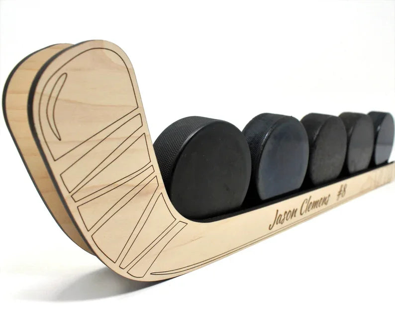 Custom Home Wall Decor Arts Crafts Hockey Puck Display Wooden Shelf Laser Cut Wood for Gifts