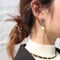 Stainless Steel Pendientes De Perlas Gold Plated Irregular Rectangle Dangling Drop Freshwater Pearl Earrings for Women