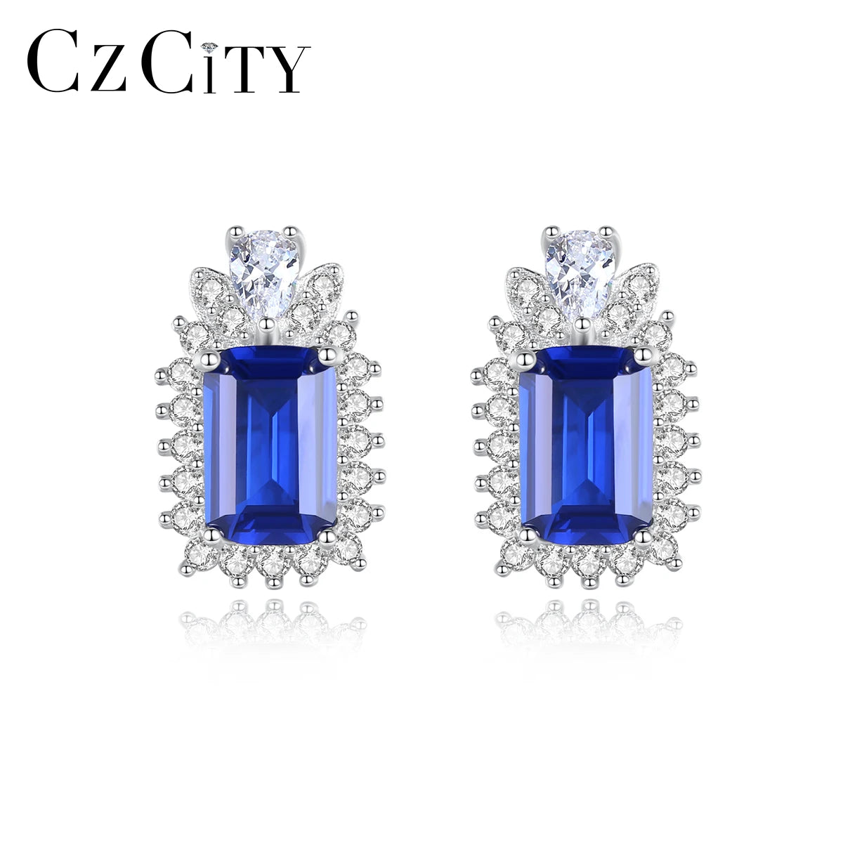 CZCITY 2026 Women Stud Earrings 925 Sterling Silver Tiny CZ Paved Luxury Gemstone Earring