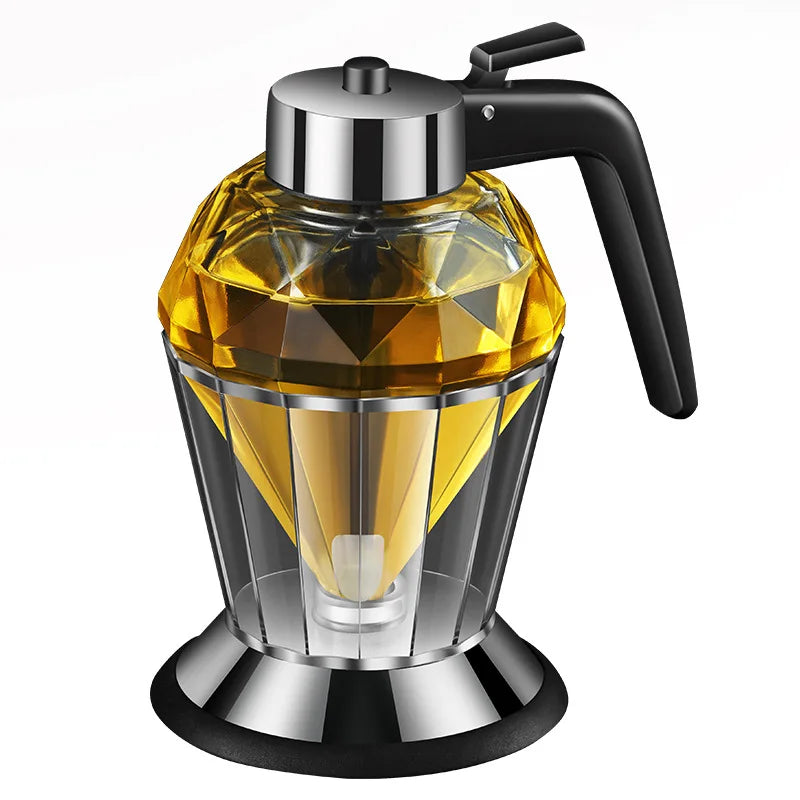 Hot Selling Diamond-shaped Glass Oil Bottle Honey Jar Dispenser