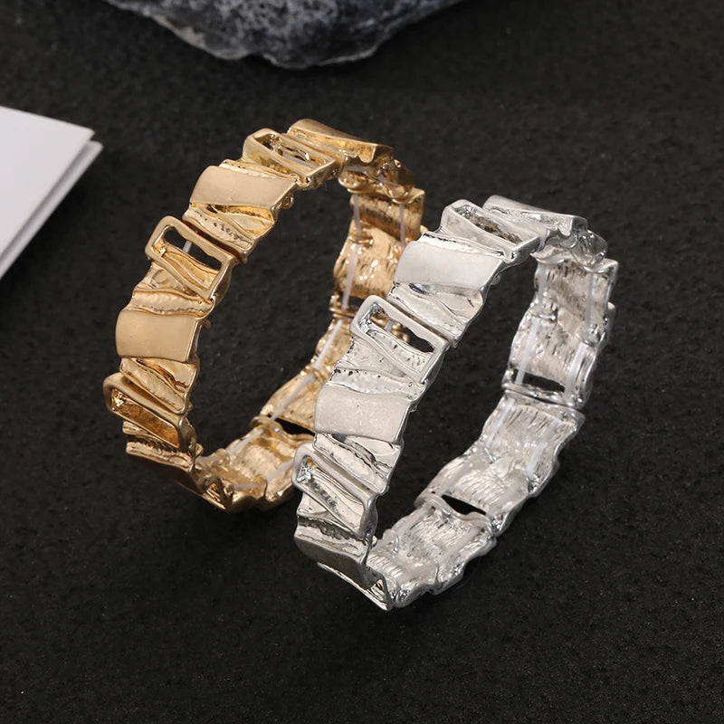 TongLing European Luxurious Irregular Elastic Bangle Bracelet Zinc Alloy Geometric Vintage Bracelet for Daily Wearing