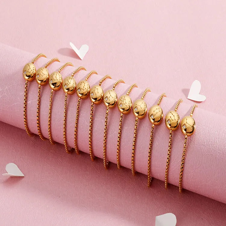 Adjustable Gold Plated Horoscope Stainless Steel  12 Zodiac Signs Bracelets
