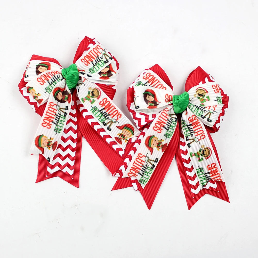 Custom Personalized Hair Accessories Xmas Hair for Girls Large Bowknot Christmas Ribbon Bow Hairclips