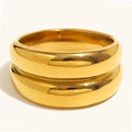 DR Fenny 18K Gold Plated Stainless Steel Finger Ring Waterproof Simple Fashionable Design Versatile Classic for Women Gift