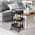 Multi-scenario Application 3-Tier Rolling Storage Rack Metal Utility Trolley Cart for Kitchen/Bathroom/Bedroom