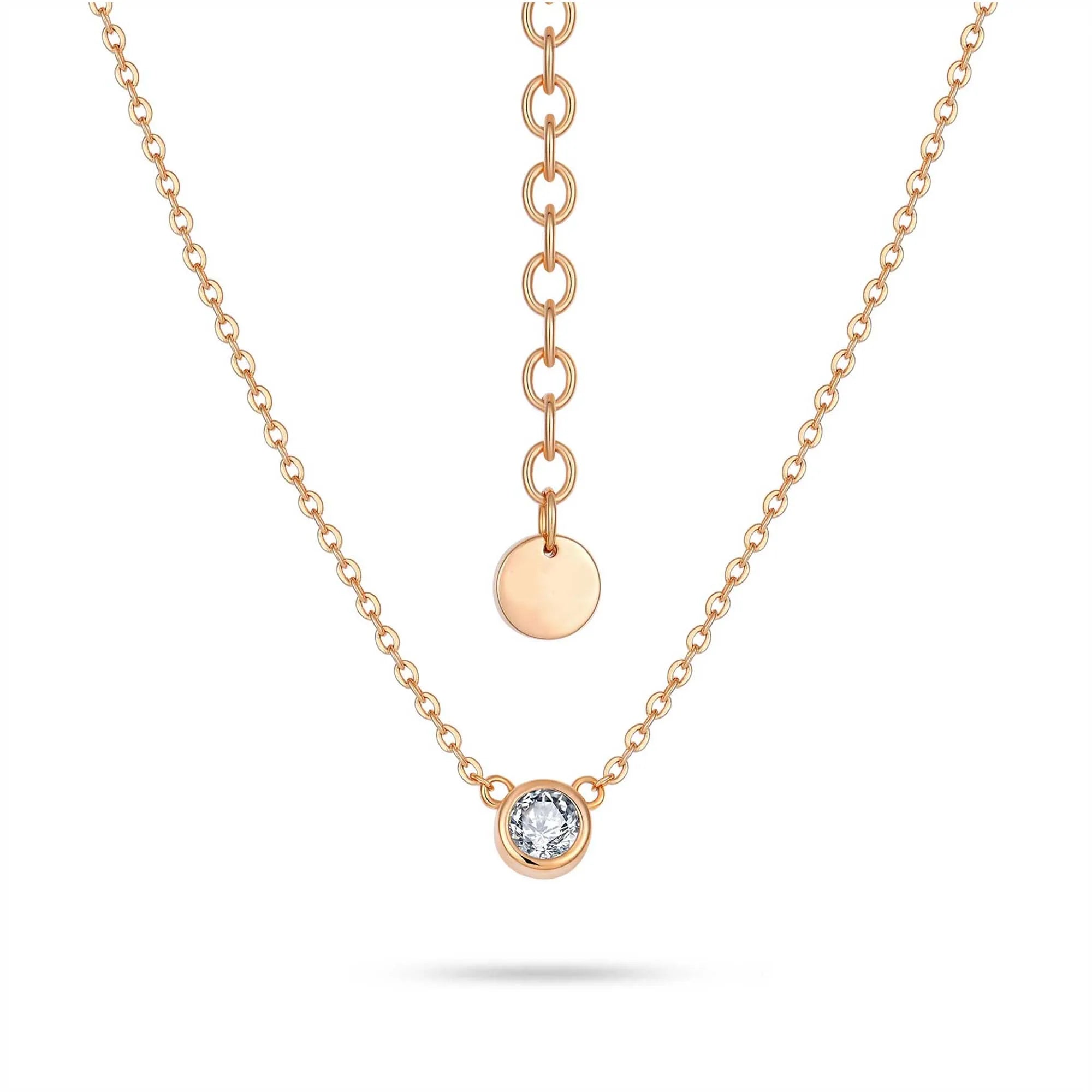 QX Custom OEM Fine Jewelry Round Plain 18K Gold Plated 925 Sterling Silver Zircon Pendant Necklace for Girls Women