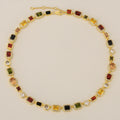 Personalized Colorful Zirconia Choker Chain Hip Hop Vintage 18K Gold Plated Multicolor Gemstone Stone Women's Necklace for Men