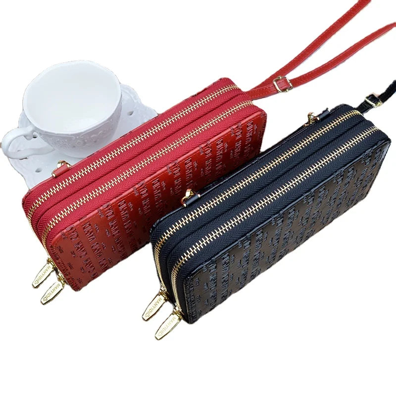 Wholesale New Satchel Bags Women Pu Leather Long Coin Purse Girls Wallets for Mobile Phone Single Crossbody Messenger Bag