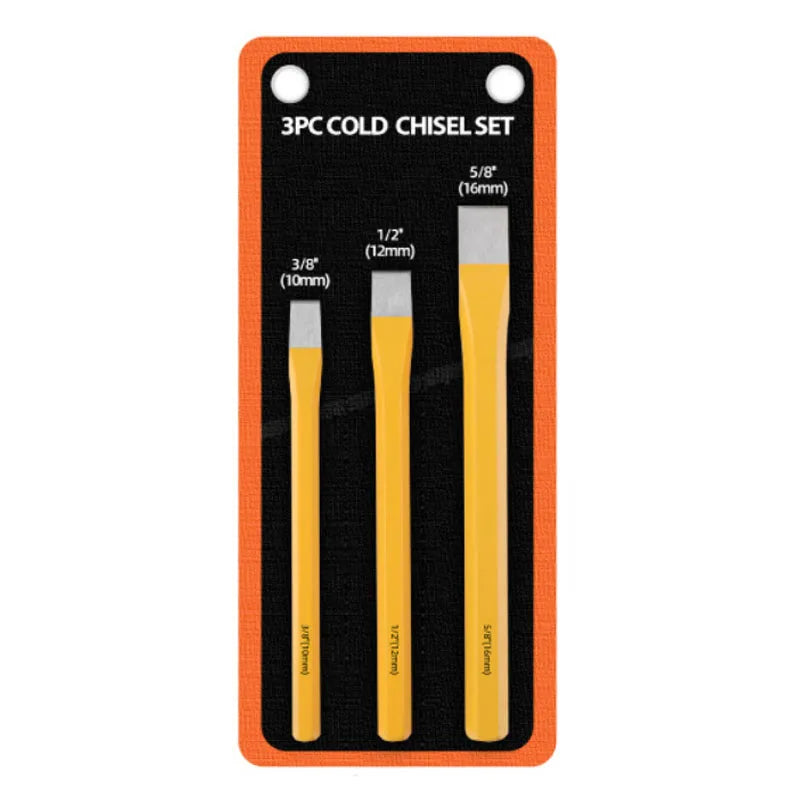 Wholesale CRV Material 3 PCS Cold Chisels Set Flat Hexagonal Shank Masonry Stone Stoning Cold Chisel