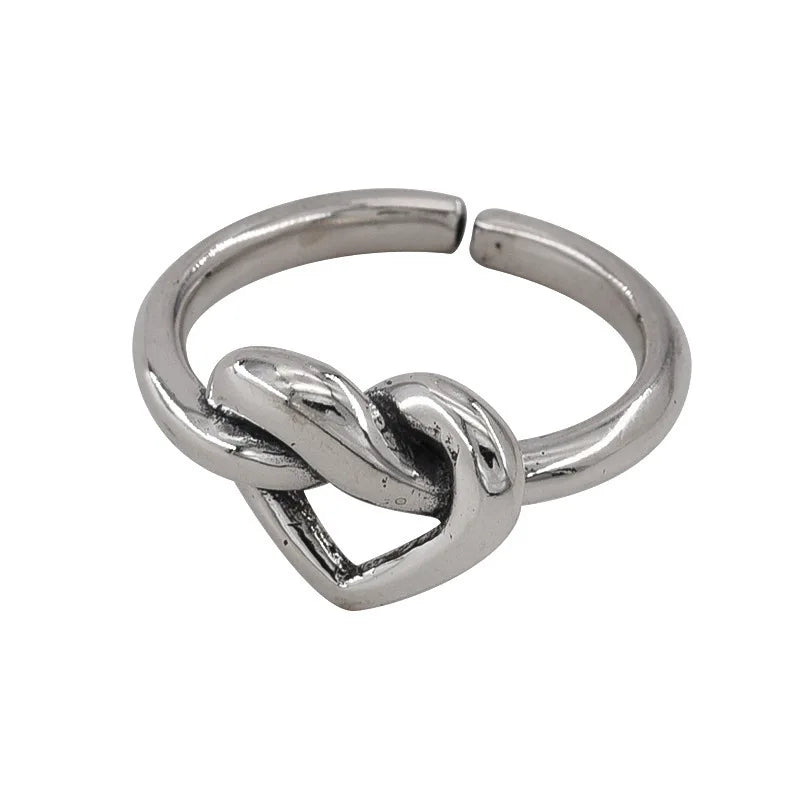 925 Silver Retro Personality love Ring Female Network Red Open Ring Student Simple Versatile Food Ring