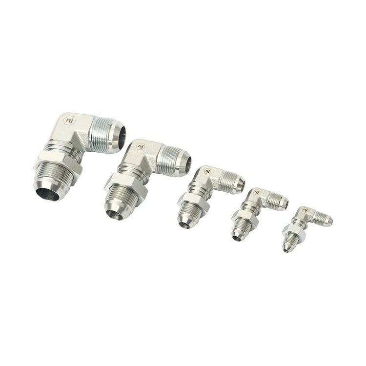 Thread Threaded Fitting Hydraulic Adapter Fitting High Pressure Male JIC 37 Flare Fitting Bulkhead Locknut 90 Degree Connector