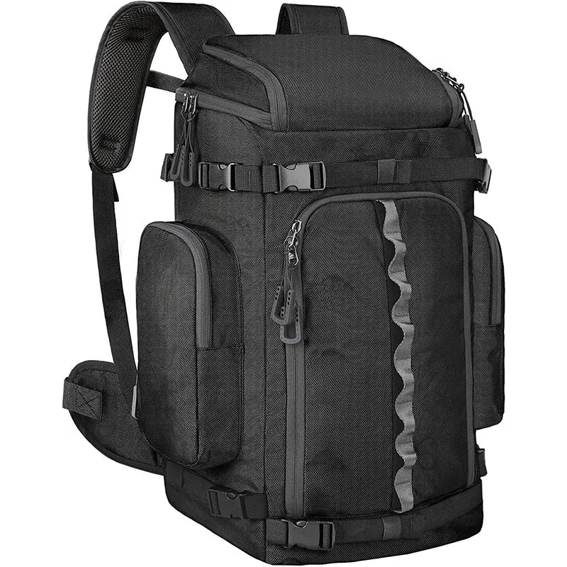 Outdoor Sport Backpack with Ski Boot Support Strap 1680D Nylon 50L Large Capacity Waterproof Bagpack for Skiing Travel Back Pack