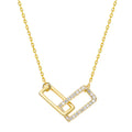 Fashion Jewelry 925 Sterling Silver Necklace Geometric Double Square Hollow Rectangle Zircon Gold Plated Necklaces Women