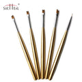 Custom Logo Wood Handle 5Pcs  Nail Art Flower Brush Petal Drawing Pen Manicure Nail Brush Tools Set