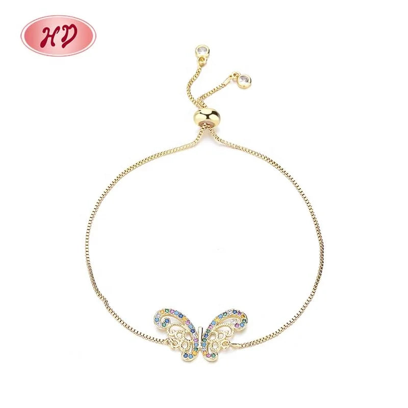 Colour Hollowing Butterfly Gemstone Fine Diamond Bracelet Charms Wholesale Natural Stones for Bracelets