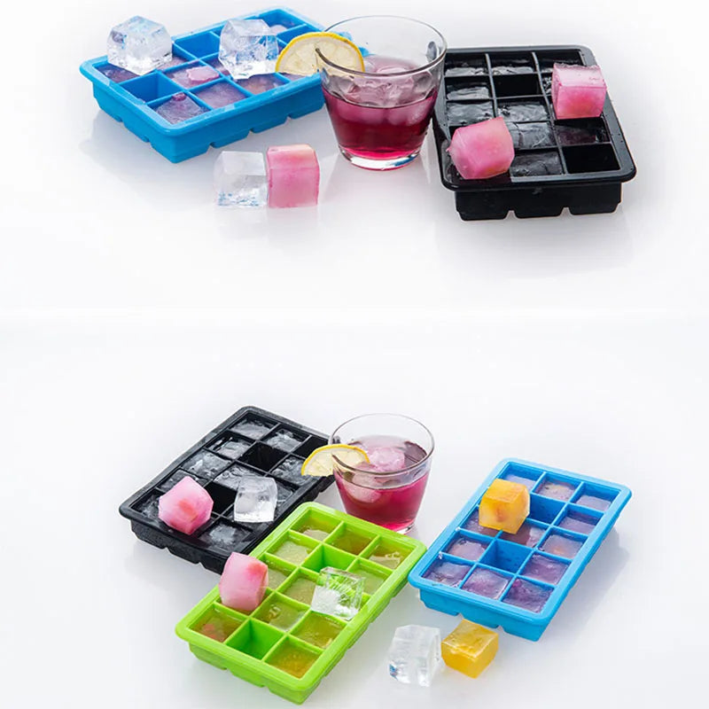2 in 1 Eco Friendly Silicone Kitchen Accessory Mini Cube Shaped 6 Square Ice Cube Tray