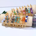SC Gold Plated Natural Stone Wire Wrapped Bangle Gemstone Amethyst Stone Bangle Cuff Bracelet Jewelry for Women