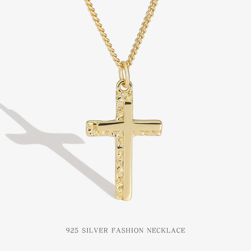 925 Sterling Silver Cross Pendant Necklace Jewelry Charms 18K Gold Plated Chain Cross Necklace for Women Jewelry