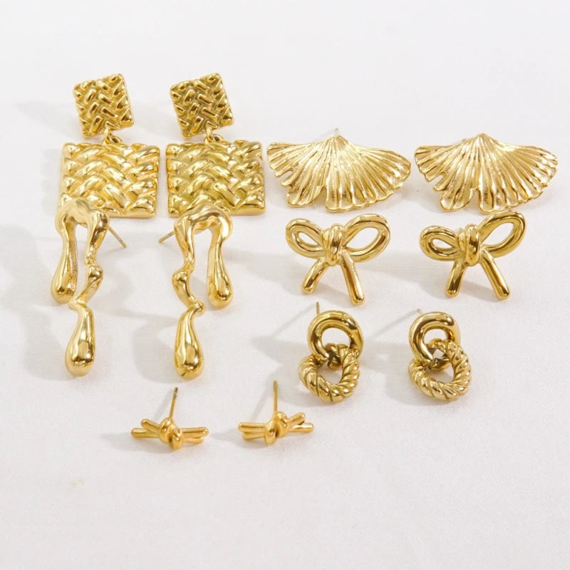 Hot Sale Cute Stainless Steel Gold Plating Bow Butterfly Stud Earrings Fashion Jewelry for Women