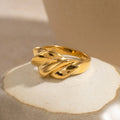 Ilona Luxury 18K Gold Plated Stainless Steel Twist Shape Rings Waterproof Thick Fashion Jewelry for Women for Engagement Gift