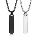 2025 OEM ODM Stainless Steel Blank Necklaces High Polished Gold Plating Bar Pendant Custom Logo Name Engraving Necklace for Men