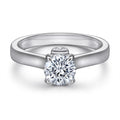 Classic Solitaire Rings Round Cut 4 Prongs Rhodium Plated Thick 18K Gold Plated 925 Sterling Silver Engagement Wedding Ring