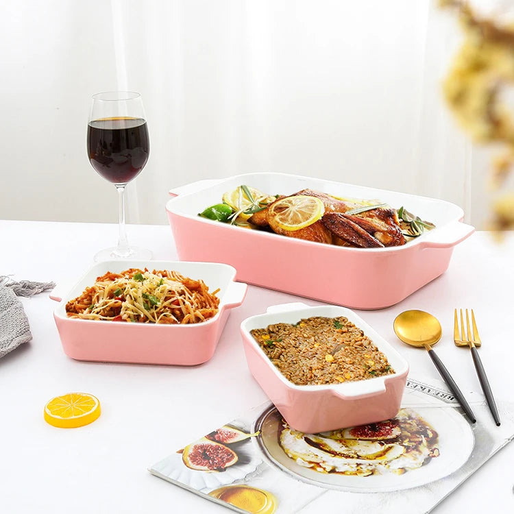 Custom Baking Tray Pans Canada Baking Dish Ceramic Bakeware Set for Vooking Kitchen Banquet
