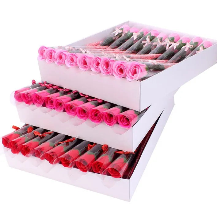 HAOXUAN Simulated PVC Single Rose Soap Flower Valentine's Day Gift From Zhejiang Sweep Code