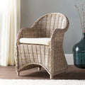 Nordic Style round Back Dining Chair with Woven Rattan Armrests for Home Living Room Bedroom or Hotel Use