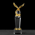 Personalized Gold Metal Eagle Crystal Glass Trophy MH-J0472