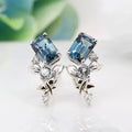 CAOSHI OEM Fashion Geometry Irregular Shaped Blue Crystal Silver Plated Earrings for Women Unique Design 3A Zircon Stud Earrings