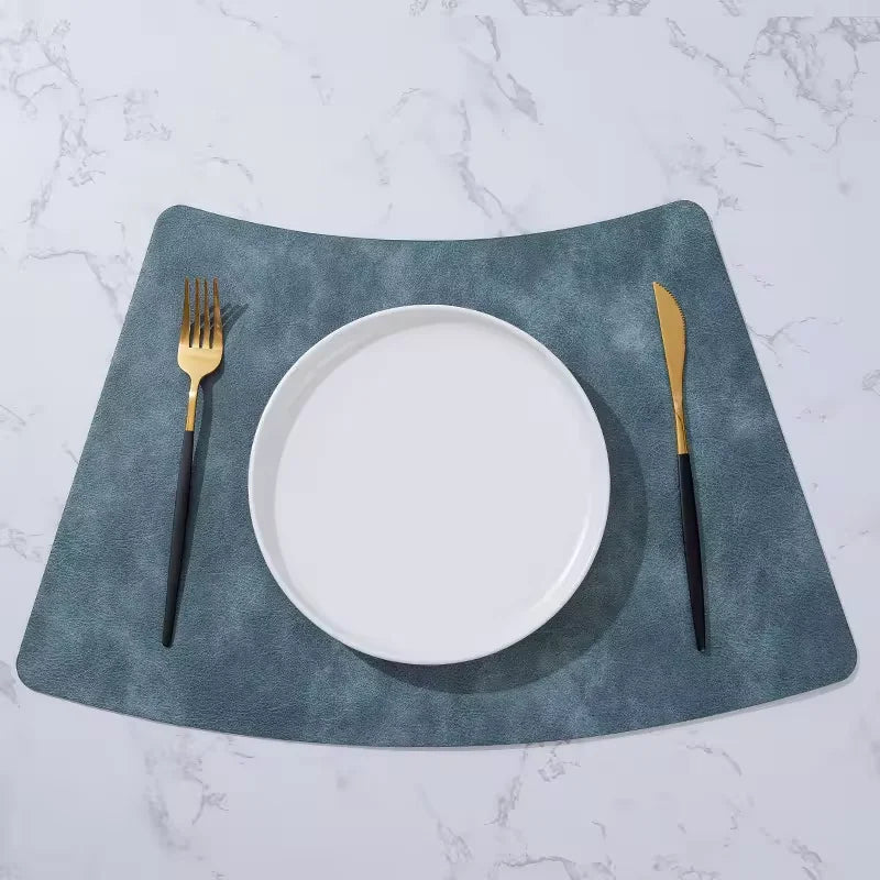 Faux Leather Placemats Scalloped Placemat  Non-Slip Table Mats  Upscale Leather Heated Place Mats Food Serving Placemats
