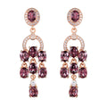 925 Silver 925 Pyrope Drop Earrings for Women Charming Rose Gold Plated Geometric Pattern for Wedding Party Anniversary Gift