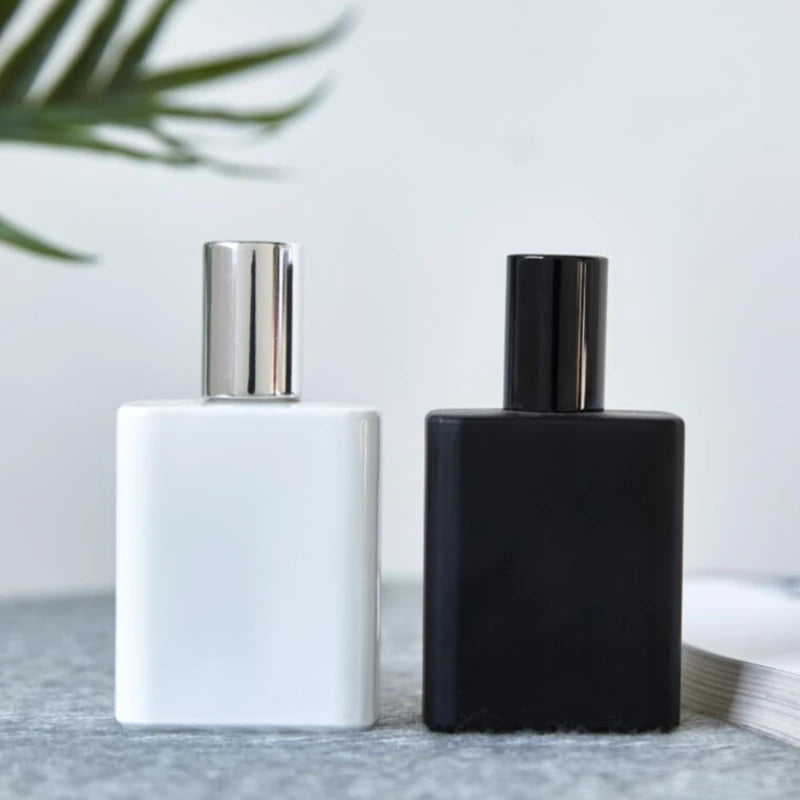 Empty 30ml 50ml Clear Matte Black Refillable  Perfume Glass Bottle