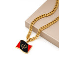 Factory Wholesale Customized Logo 18K Gold Angola Flag Pendant on a Link Chain Trendy Stainless Steel Jewelry for Couples Gift