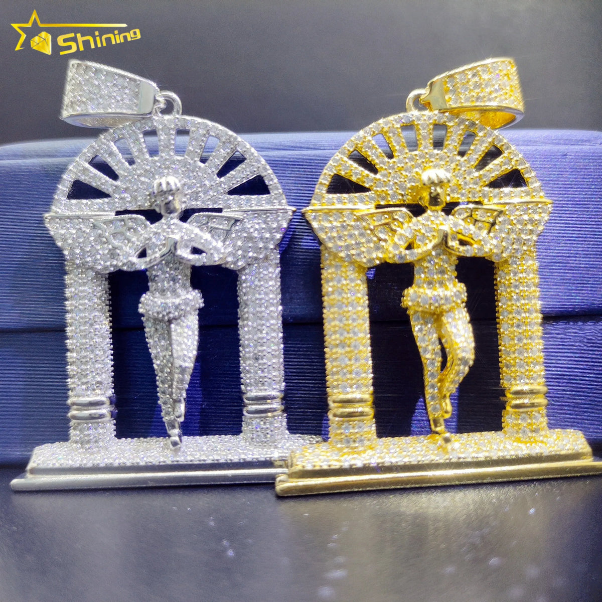 Hip Hop Jewelry Charms Pendant 925 Sterling Silver 18K Gold Plated Fashion Angle Moissanite Pendant Pass Diamond Tester MegaBDM