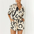 Wholesale Clothing Outfit Short Pants and Shirt Graphic Print Fancy Custom Two Piece Set Summer 2023 2 Piece Short Set Womenet